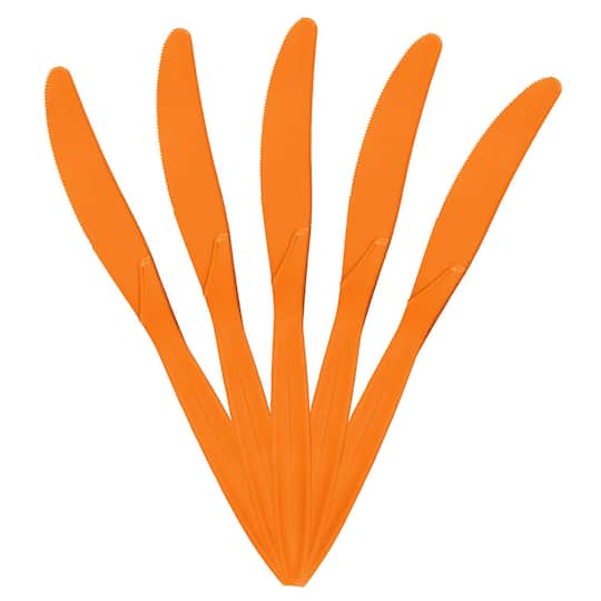 JAM Paper Orange Premium Plastic Knives, 100ct.
